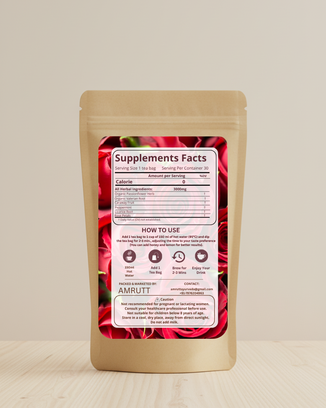 Rose-Valerian Night Tea - Pack of 30 Tea Bags